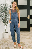 Too Cute to Compute Waist Tie Overalls in Dark Blue