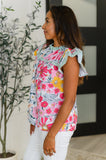Too Fab to Care Ruffled High Neck Floral Blouse