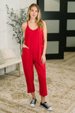 Totally Me Spaghetti Strap Jumpsuit Ruby