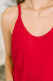 Totally Me Spaghetti Strap Jumpsuit Ruby