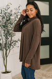 Travel Destination Cowl Neck Pullover in Chocolate