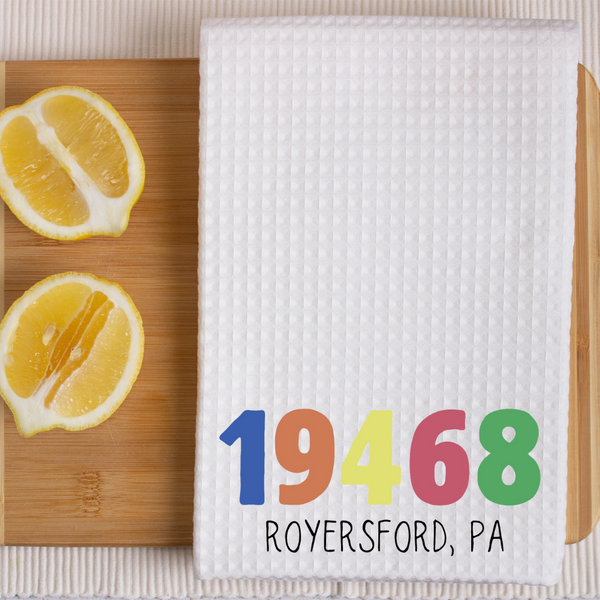 Hometown Zip Code Waffle Towel Muted Colors