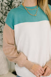 Walk in Central Park Ribbed Knit Color Block Pullover