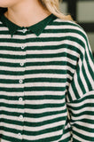 Won't Be Long Collared Sweater Button Down in in Hunter Green