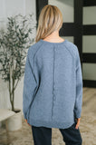 Words Of Wisdom Raglan Sleeve Sweater in Dusty Blue