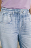 Zenim Printed Wide Leg Bottoms in Light Wash