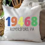 Hometown Zip Code Pillow Muted Colors