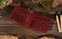 Leather Wallet,  Bifold Wallet, Handmade Wallet for Men: Dark Brown