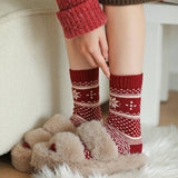 Thick Wool Red Crew Socks for Winter_CWMS03295