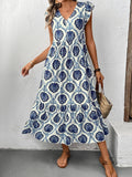 Azure Tile Maxi Dress