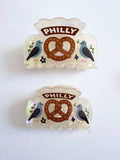 Philly Pretzel & Pigeon Hair Claw Clip ~  Philadelphia