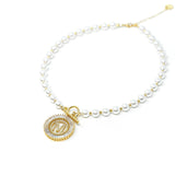 Pearl Chain Radiant Initial Necklace