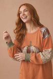 Pumpkin Patchwork Thermal Knit Top