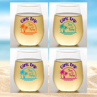 BEACH GIRLS TRIP Shatterproof Wine Glasses