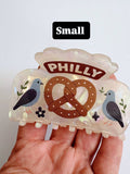 Philly Pretzel & Pigeon Hair Claw Clip ~  Philadelphia