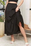 TIERED BOHO MIDI SKIRT LACE TRIM - CES3979