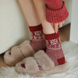Thick Wool Red Crew Socks for Winter_CWMS03295