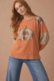 Pumpkin Patchwork Thermal Knit Top