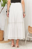 TIERED BOHO MIDI SKIRT LACE TRIM - CES3979