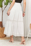 TIERED BOHO MIDI SKIRT LACE TRIM - CES3979