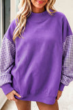 66 Plus Size Plaid/ Dot Mock Neck Sweatshirt (S-4X)