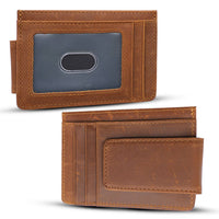 Personalized Leather Wallet with Magnet Clip: Dark Brown