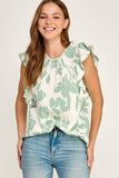 Print Ruffle Detail Top