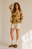 SUNFLOWER PRINT KNIT SWEATER