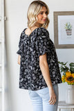 Floral Off Shoulder Puff Ruffle Sleeve Blouse T5895