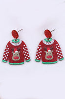 Red Acrylic Reindeer Dangle Earrings