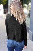 Stay Awhile Black Ribbed Dolman Cropped Sweater