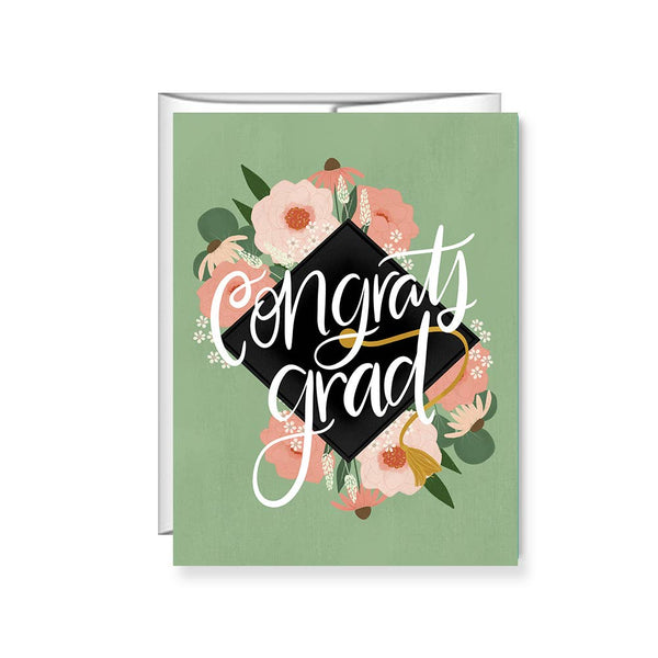 Congrats Grad, Floral Graduation Card (Blank Inside)