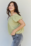 HEYSON Light The Way Off The Shoulder Puff Sleeve Blouse in Lime