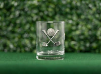 Golf Clubs and Ball Jeweled Double Old Fashioned