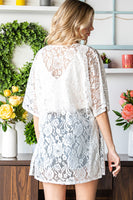 Open Front Half Sleeve Lace Cardigan