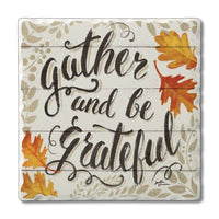 Gather And Be Grateful 4Pk Single Image Stone Coaster Set