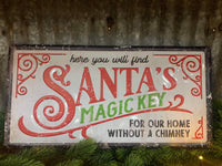 Santa's Magic Key Metal Sign 16x8in