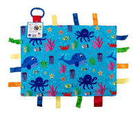 Ocean Sea Fish Taggy Comfort Blanket Learning Lovey 14 x 18"