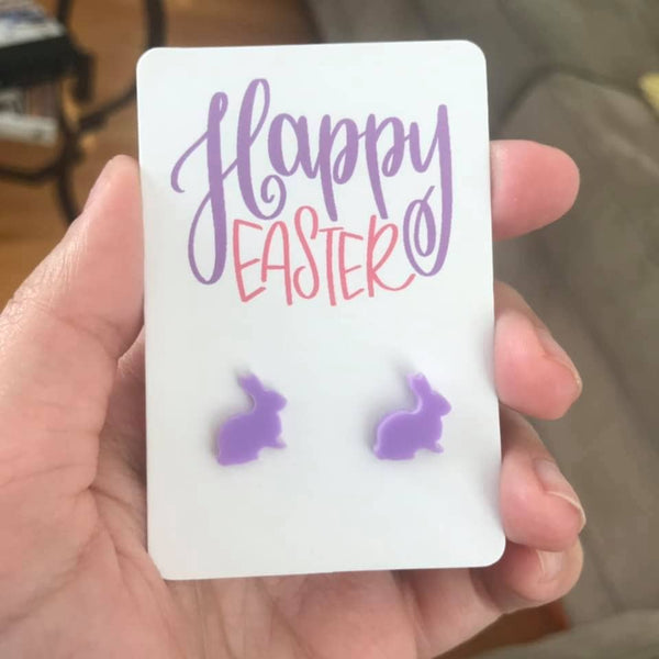 Lavender Bunny Studs - Easter