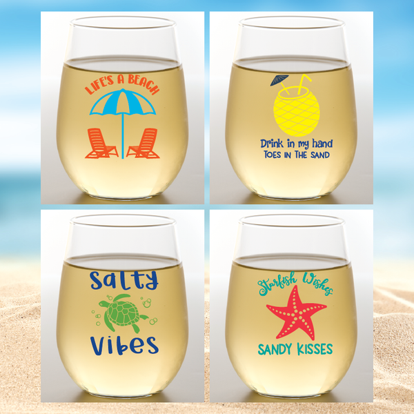 LIFE'S A BEACH Shatterproof Wine Glasses