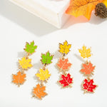 Linked Enamel Leaf Drop Earrings