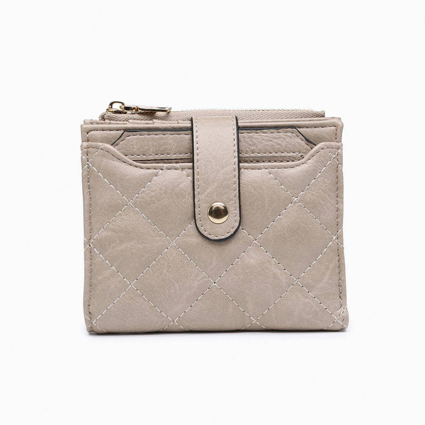 Melody Quilted Zip Top Wallet: Khaki