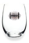 The Queens Jewels--Football Jeweled Stemless Wine Glass