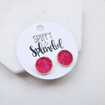 Hot Pink Geode Druzy Stud Earrings