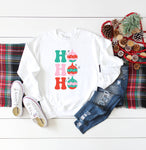 Ho Ho Ho Ornaments | Sweatshirt | Christmas: White / Multi
