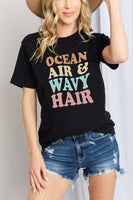Simply Love Full Size OCEAN AIR & WAVY HAIR Graphic Cotton T-Shirt