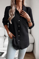 Collared Neck Long Sleeve Pocketed Shirt