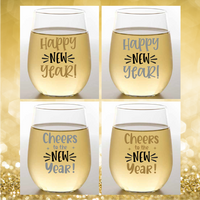 HAPPY NEW YEAR Shatterproof Wine Glasses