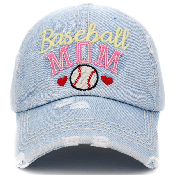 Baseball Mom Vintage Distressed Hat