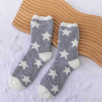 Soft Plush Knit Star Print Socks